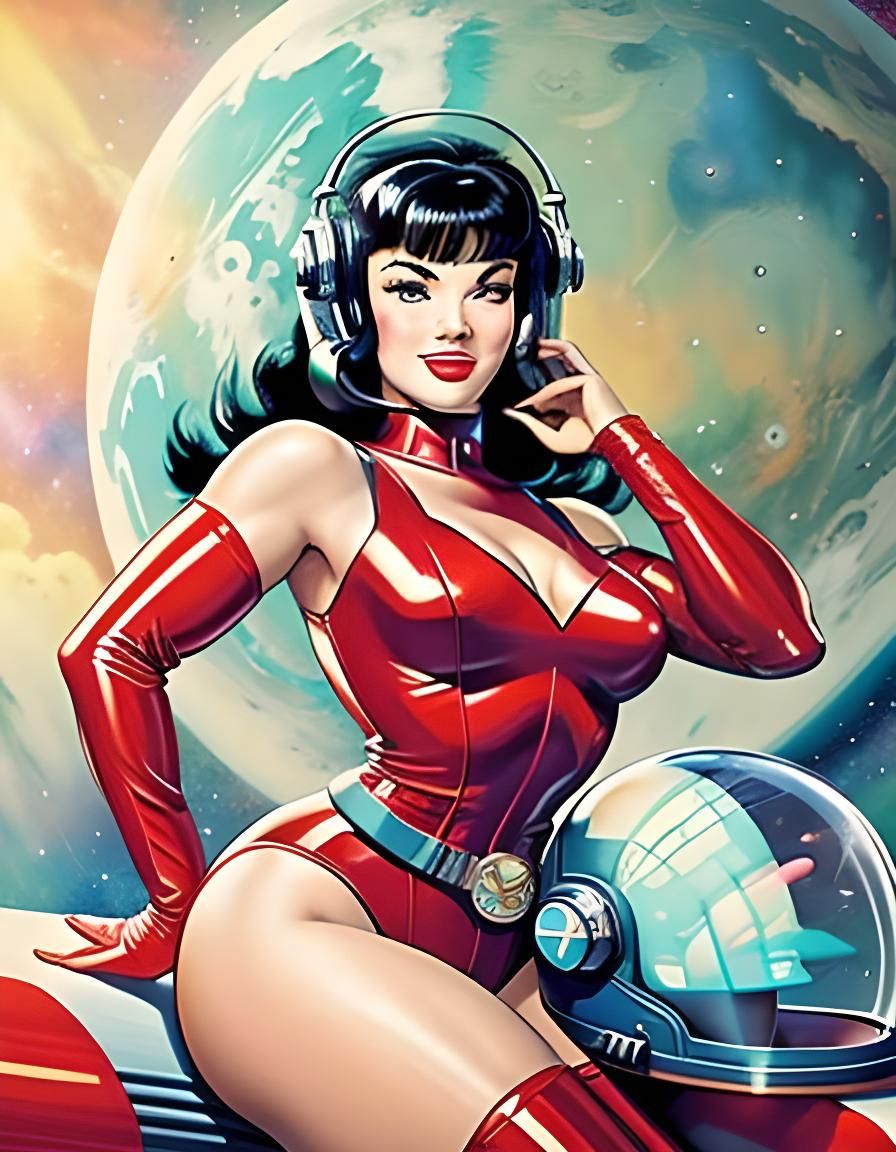 Retro Space Pin-Up in Good Girl Art Style