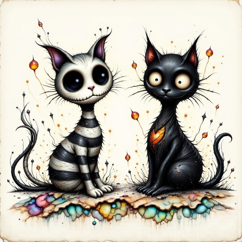 Two Odd and Whimsical Cats
