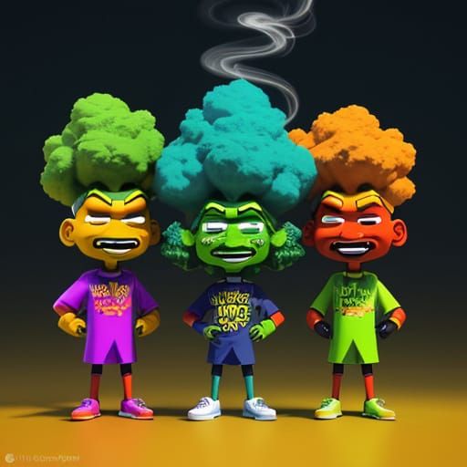 Vibrant Cartoon Characters Celebrate 420 in a 3D Wonderland