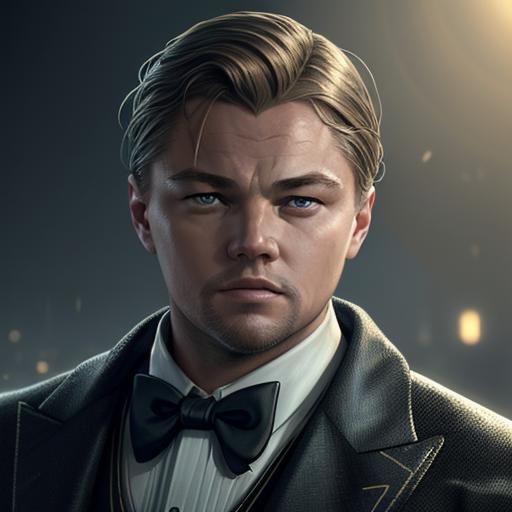 Jay Gatsby Portrait in Art Nouveau Style