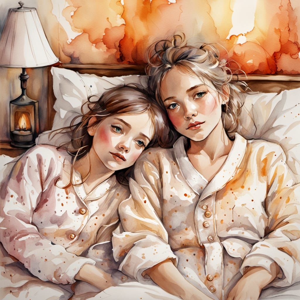 Little Girl in Cozy Serenity with Mother