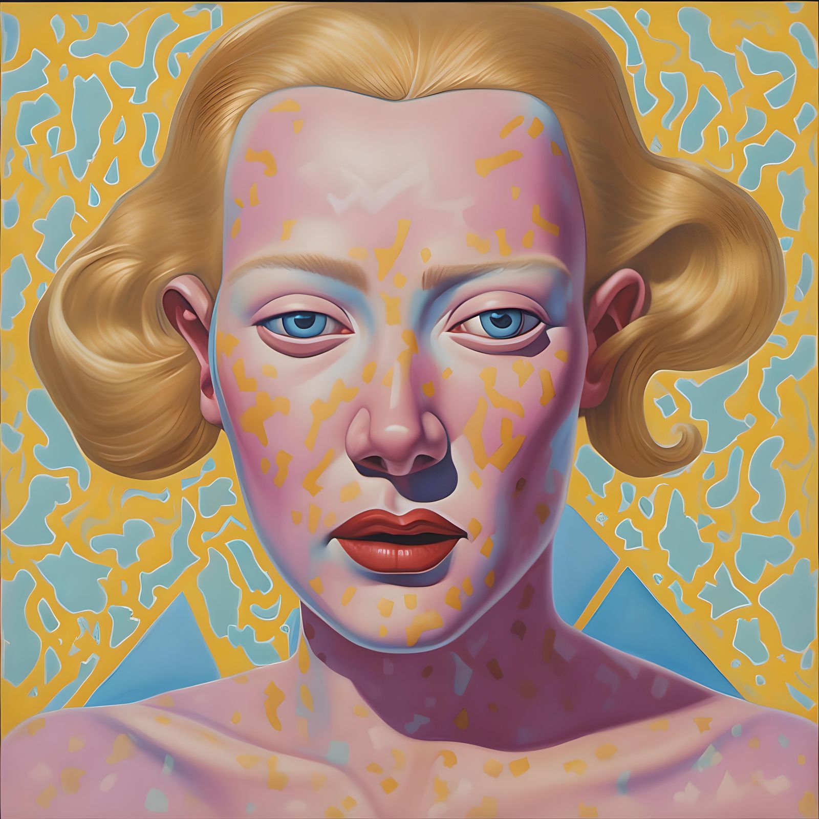 Beautiful Blonde Woman with Pyramid Face