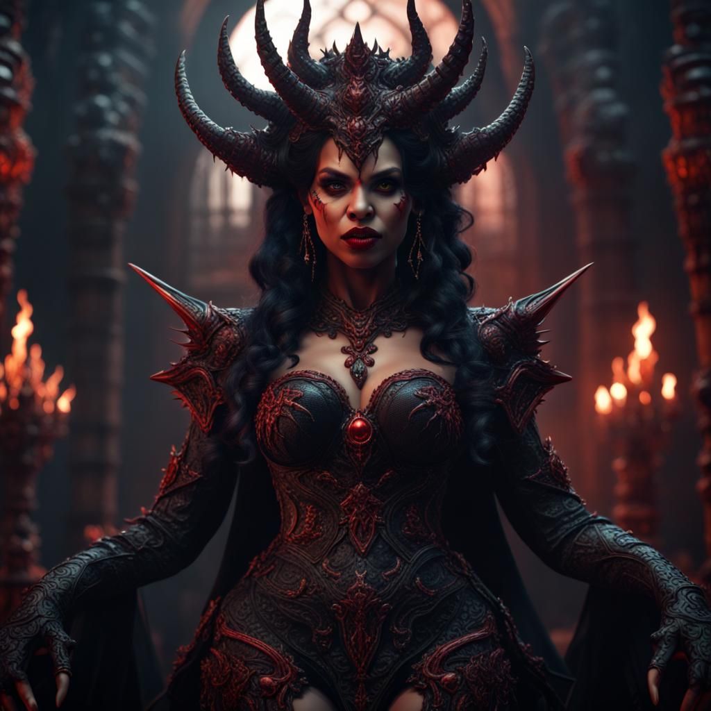 Demonic She-Devil Queen: Detailed Matte Painting