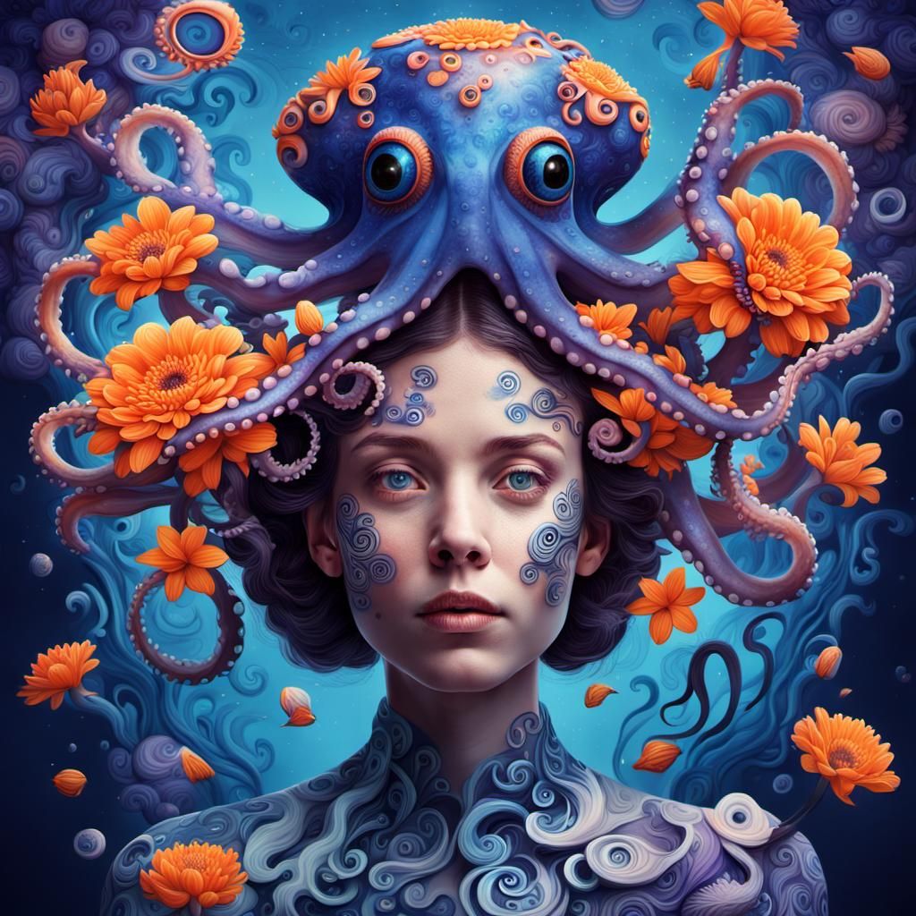 Craft a series of surreal portraits looking front inspired b...