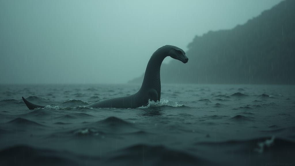 Loch Ness Monster Emerges from Stormy Depths