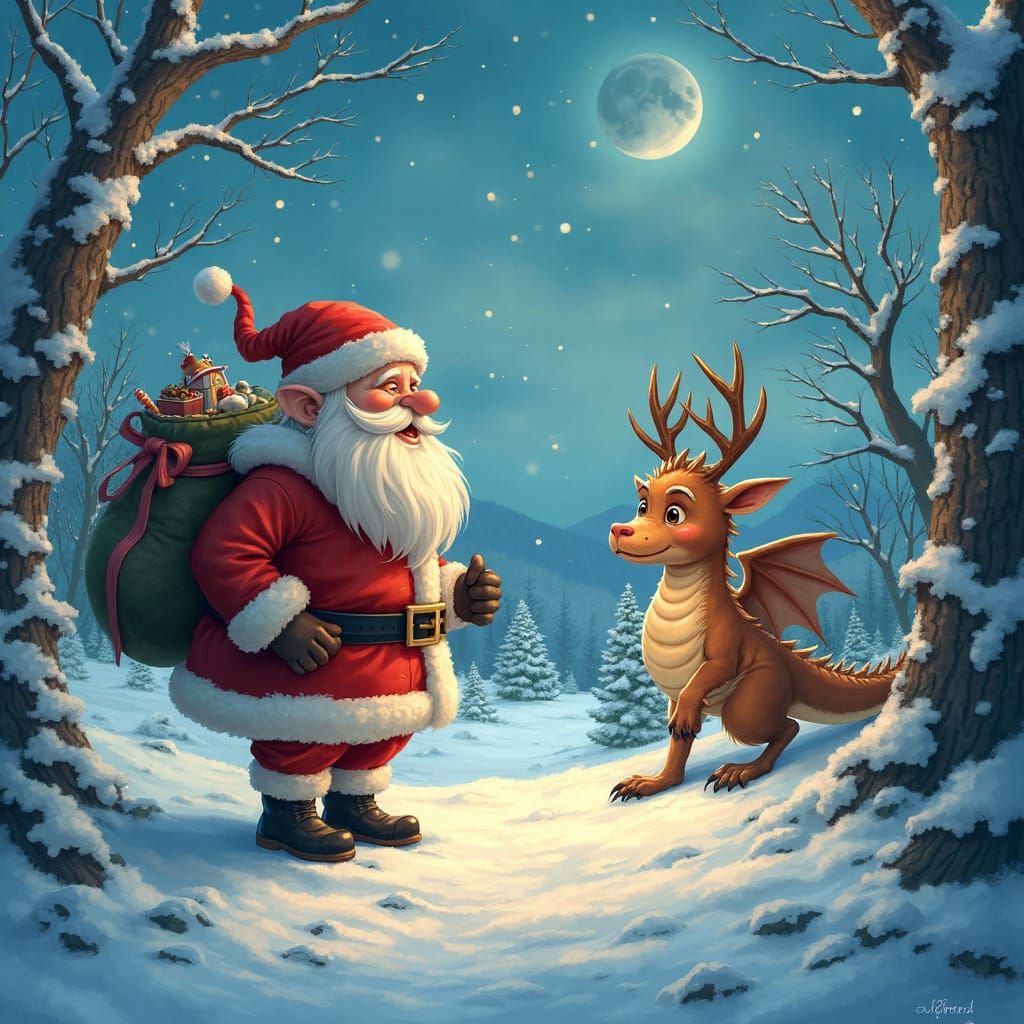 Santa's Magical Winter Wonderland with Elves, Dragons, and T...