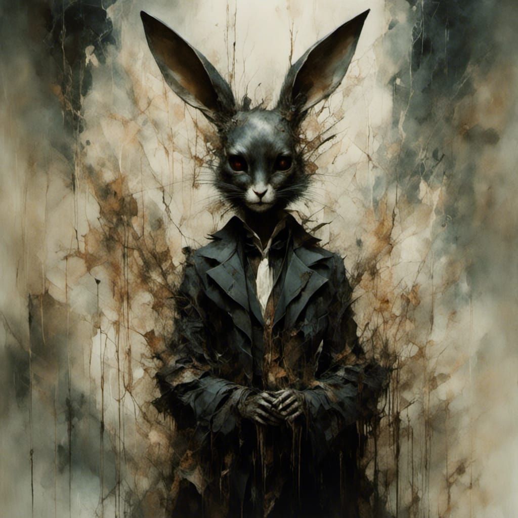 Fairytale Rabbit with Macabre Details in Fantasy Art