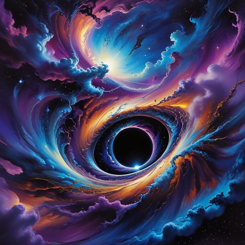 Surreal Cosmic Vortex in Vibrant, Expressive Brushstrokes
