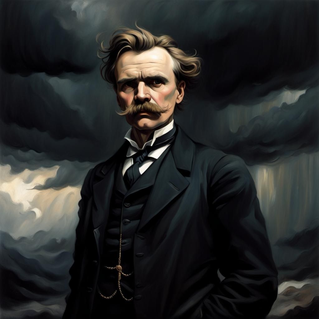 Nietzsche Portrait in Neo-Noir Style