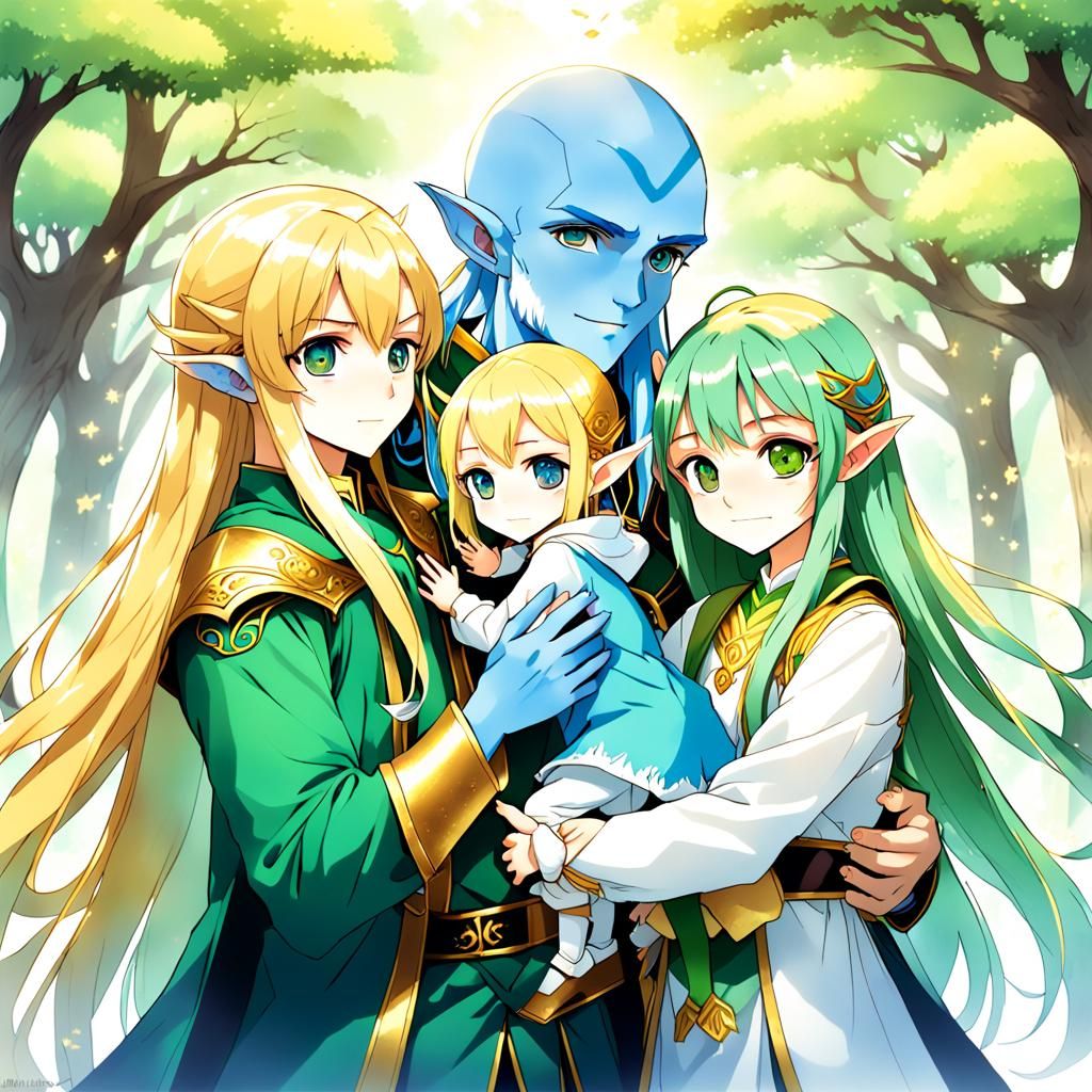 Anime Style: Elf Family Portrait