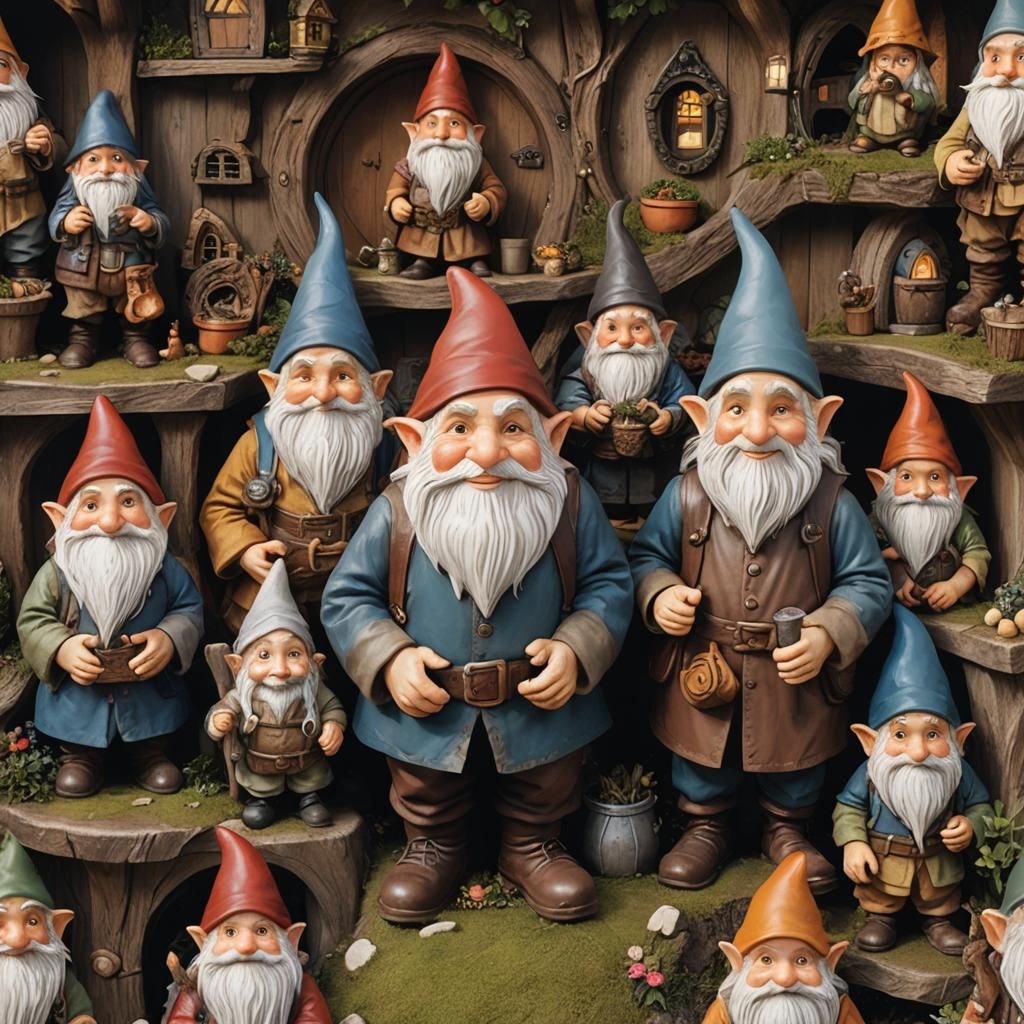 Gnome Family Living in Hobbit Home