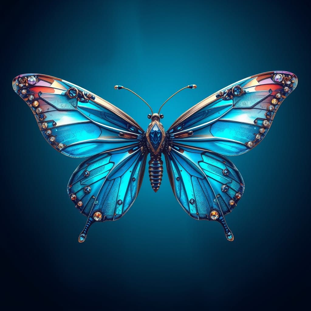 Futuristic Jewelry Butterfly in Matte Painting Style
