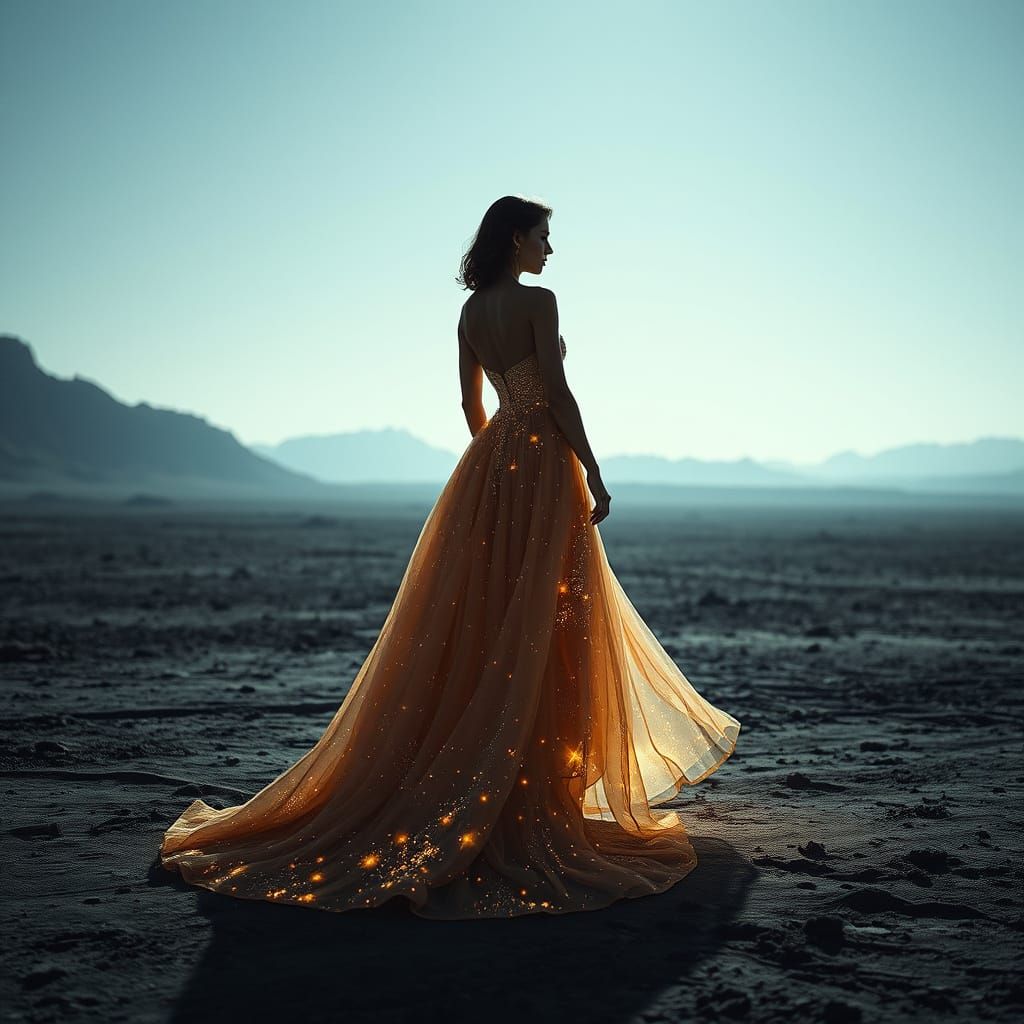 Starlight Gown Woman on Alien Planet