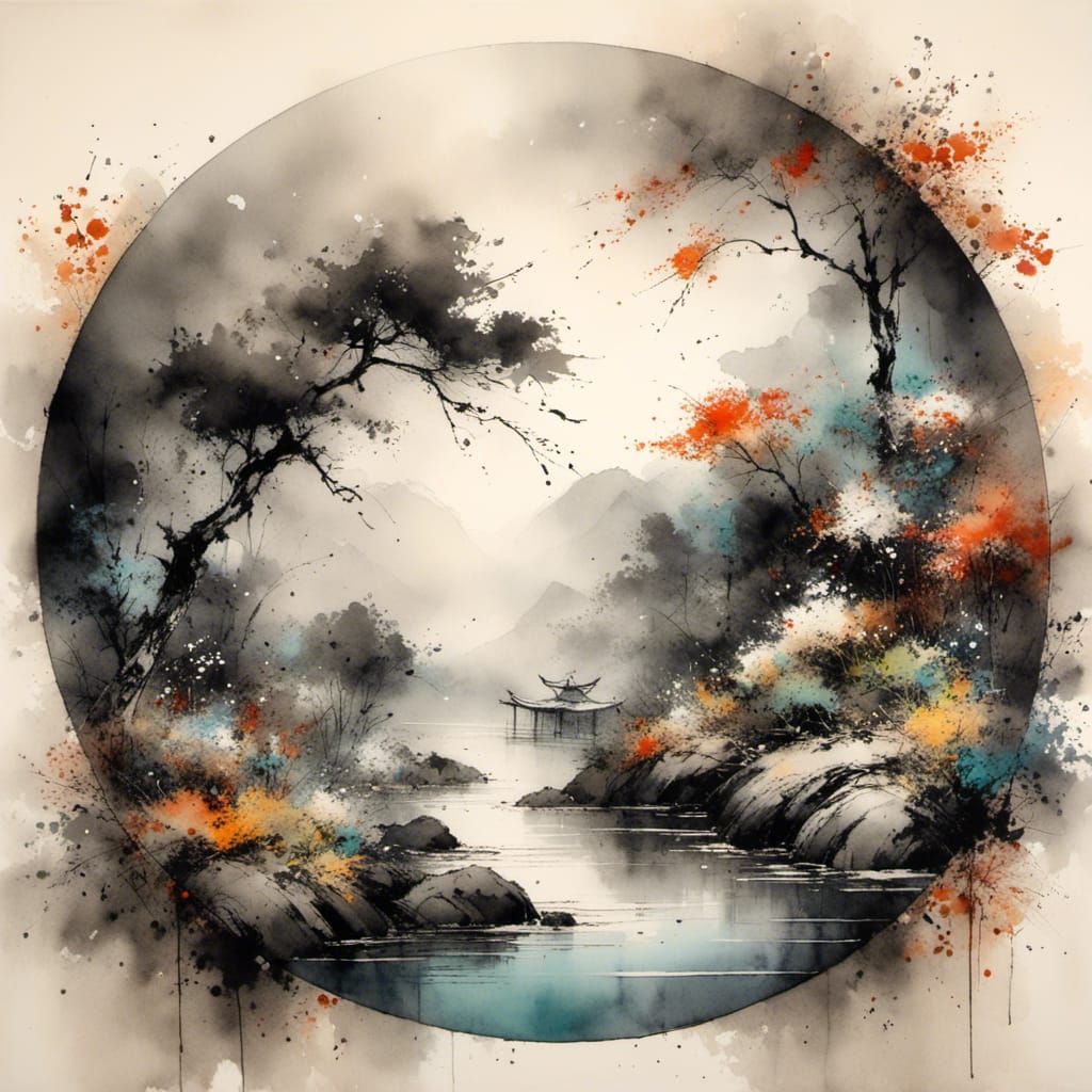 Charcoal Ink Ensō Circle of Enlightenment