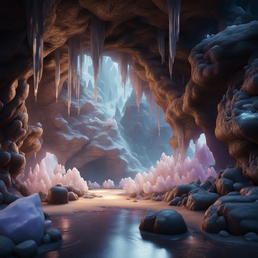 Cave Filled with Milky Quartz Clusters