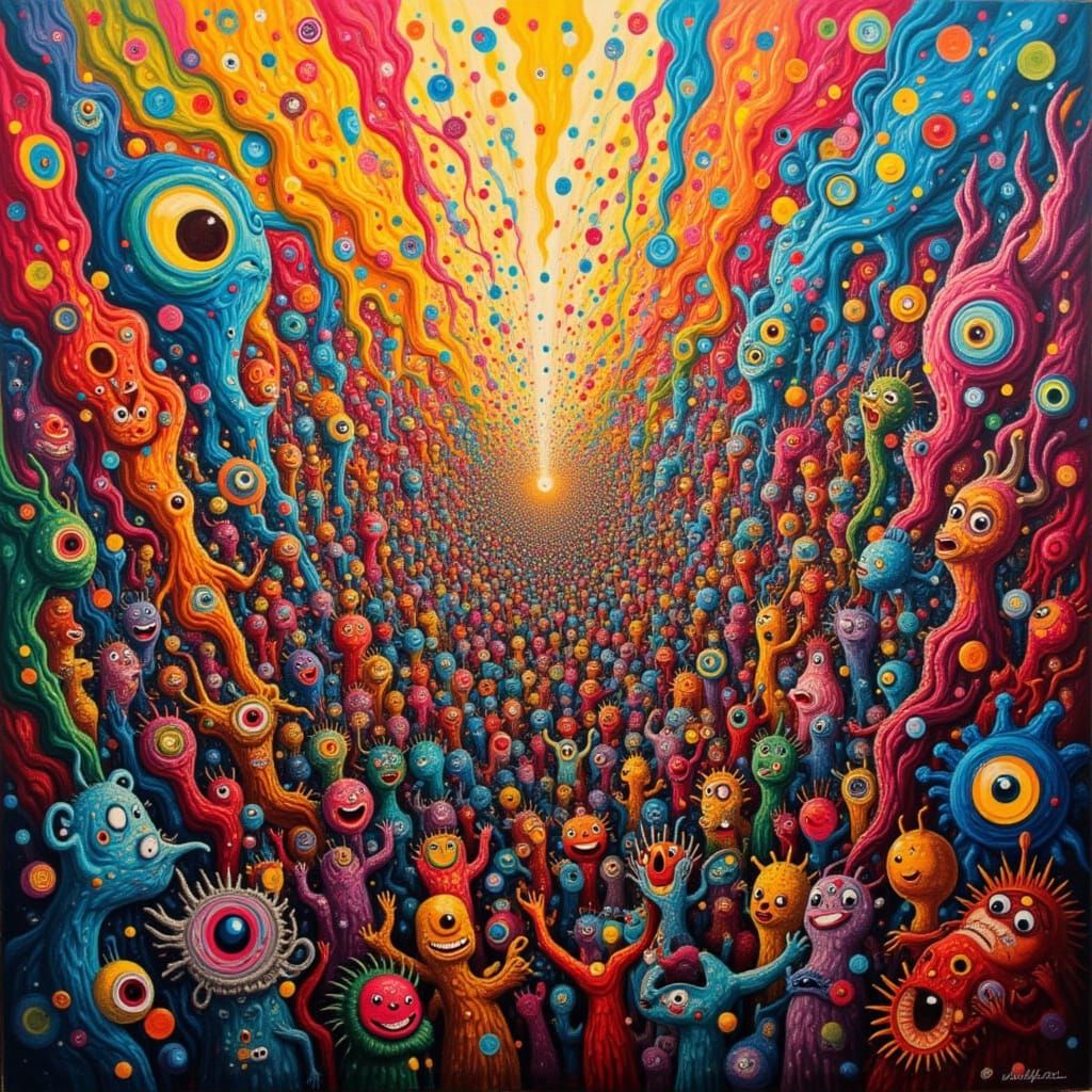 Abstract Celebration Painting in Kandinsky Style