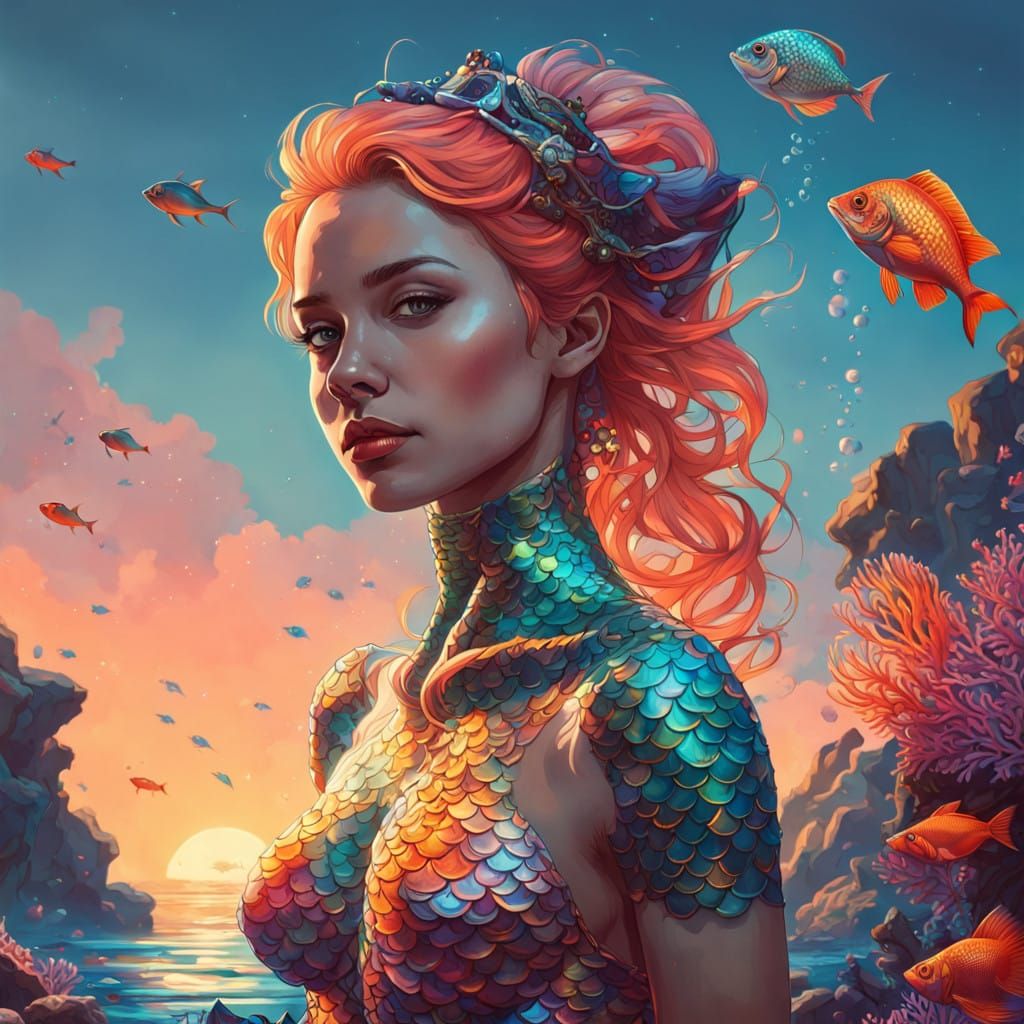 Siren Emerges from Hyperrealistic Sea Floor