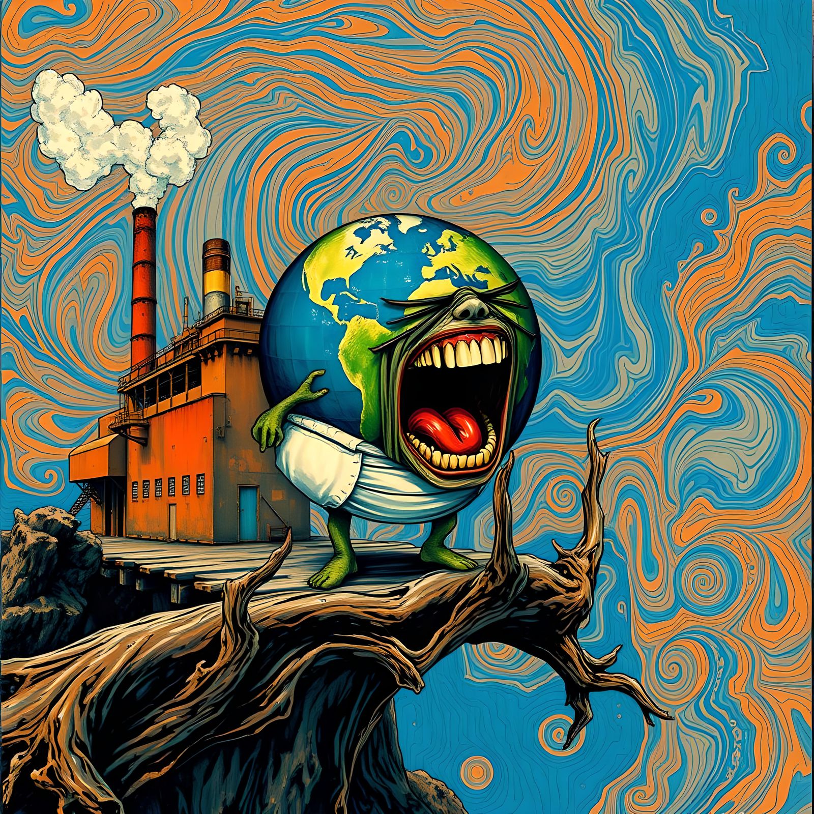 Screaming Earth Beside Toxic Waste Factory