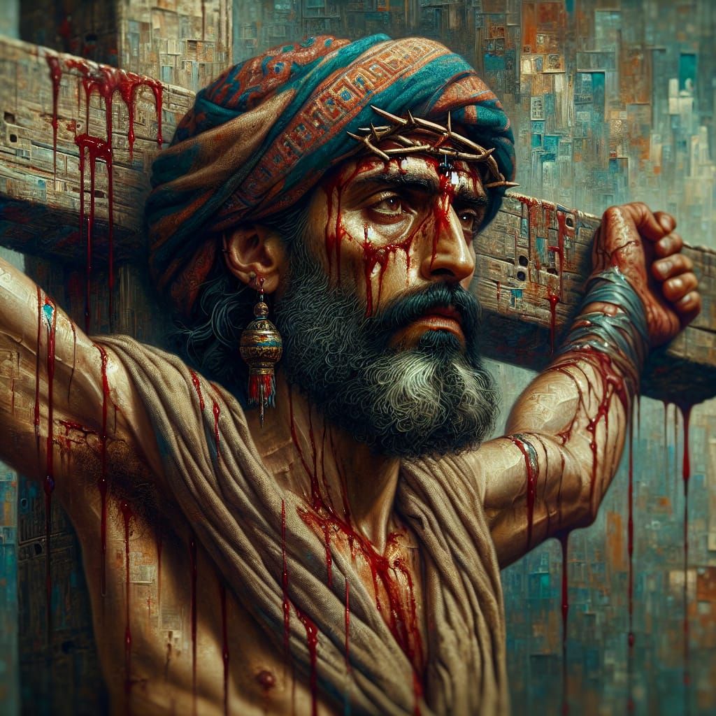 Crucifixion Scene in Matte Painting Style