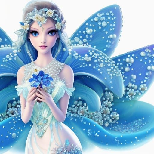 Diamond Fairy on Sparkling Flower, Hyperrealistic 8K