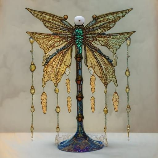 Demon in Glass Tube with Dragonfly Wings, Arthur Rackham Sty...