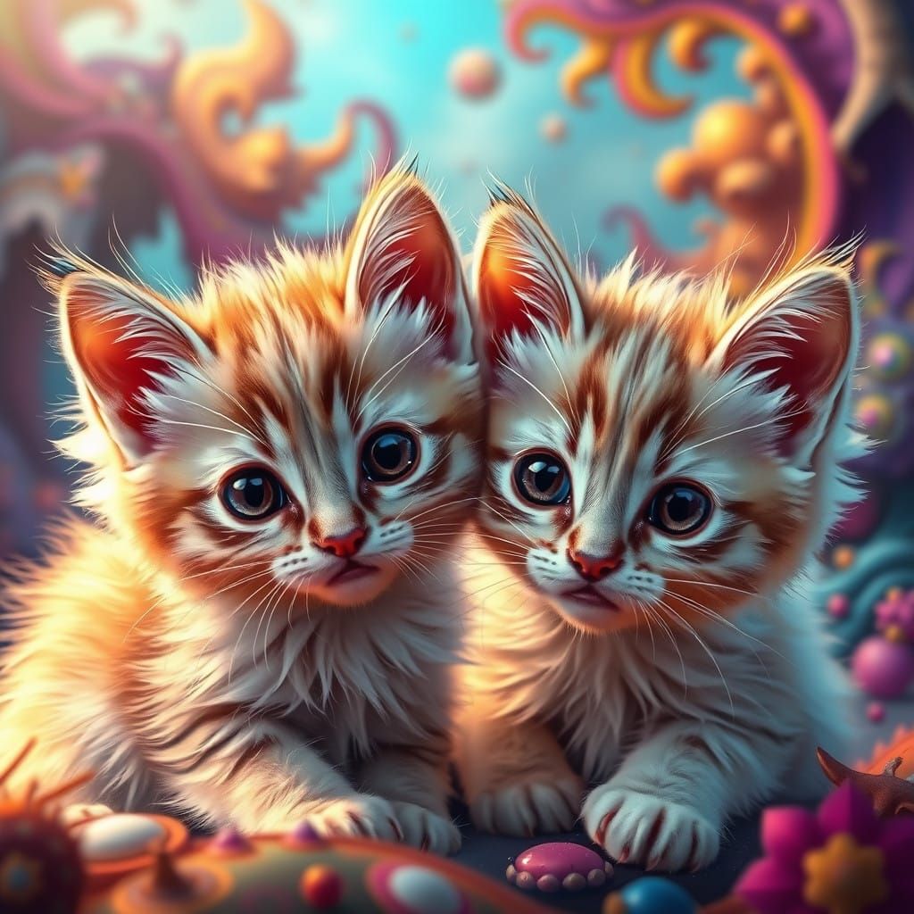 Whimsical Feline Portraits in Hyperrealistic Style