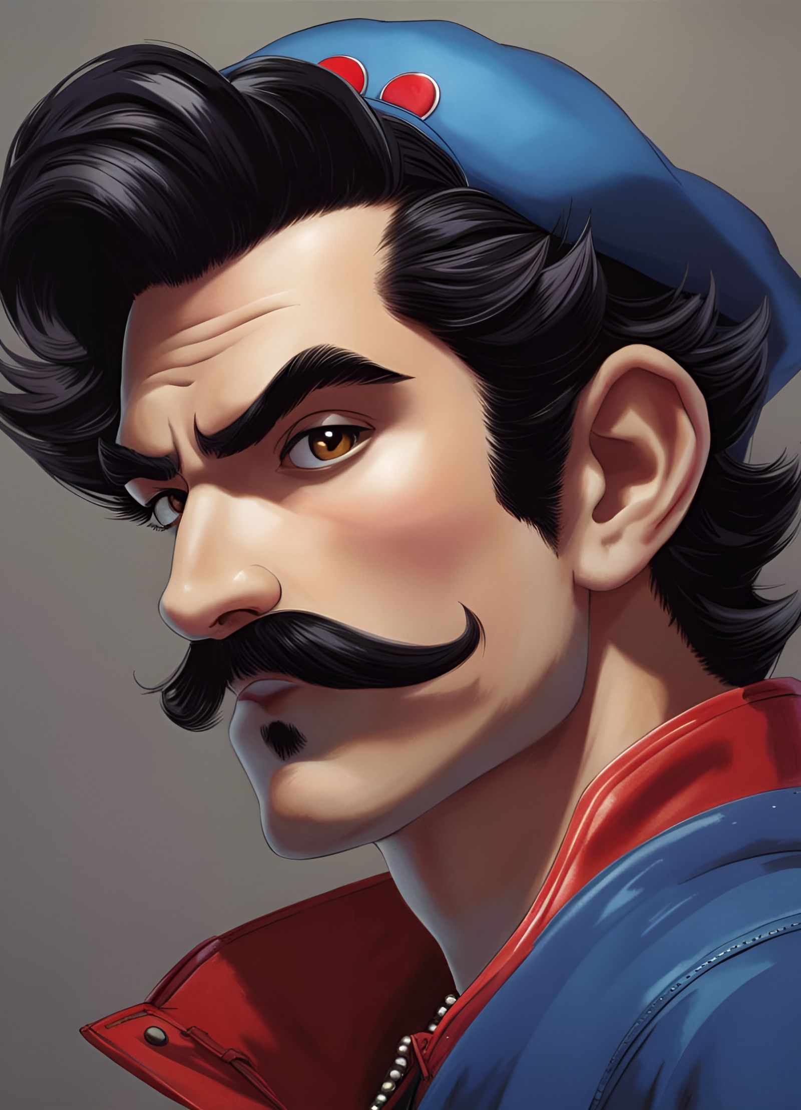 Mario Portrait in Manga Style