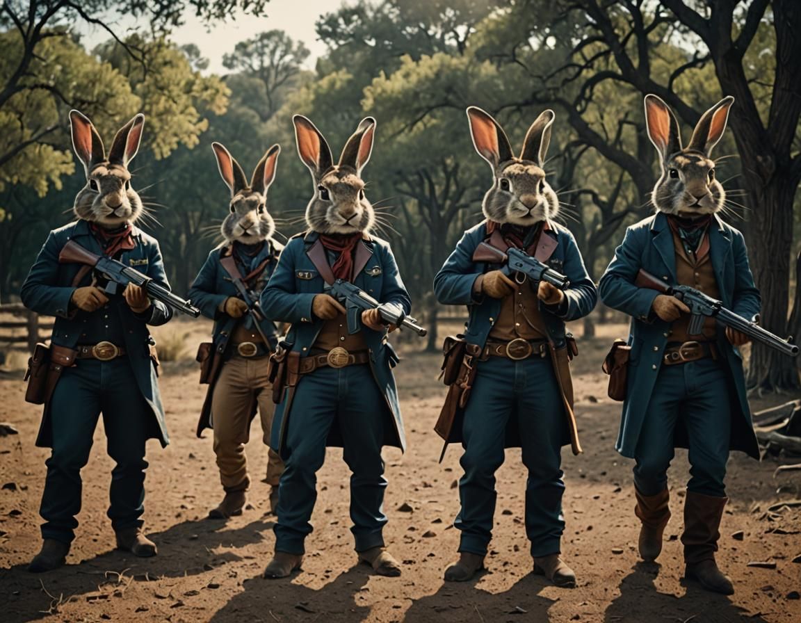 Cowboy Rabbits Film Still: Cinematic Western Scene