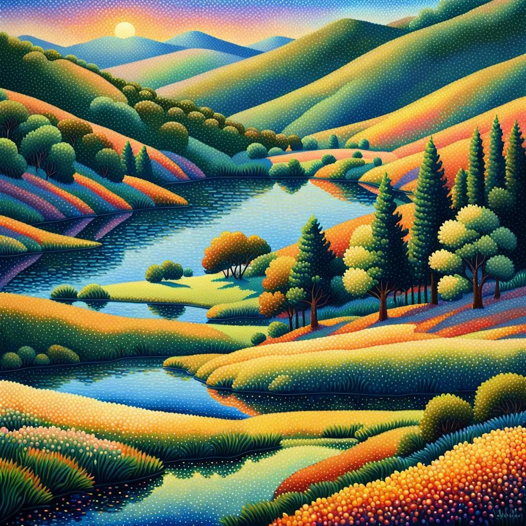 Pointillism landscape