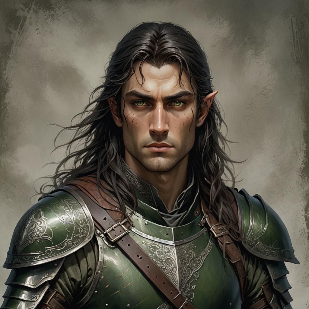 Half-Elf Soldier Portrait in Cinematic Style
