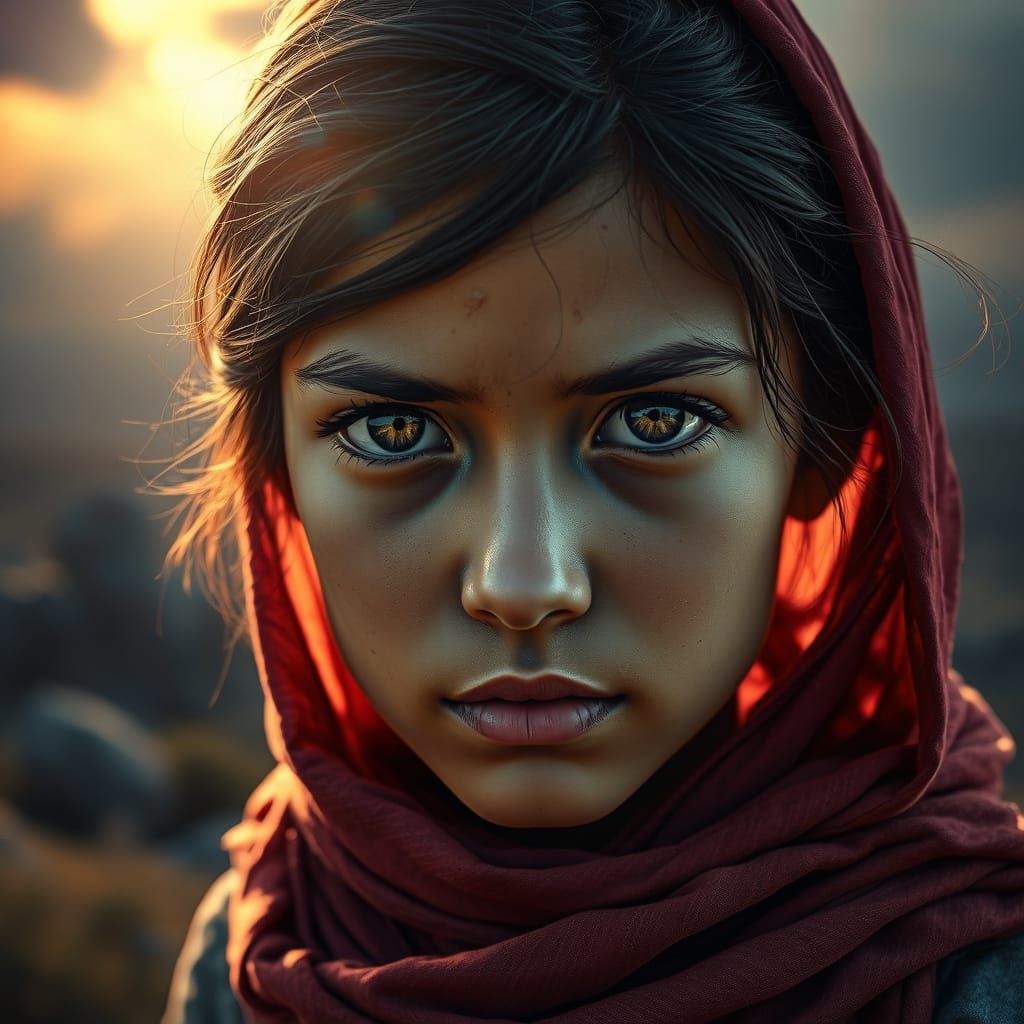 Ethereal Afghan Girl in Breathtaking Fantasy Landscape