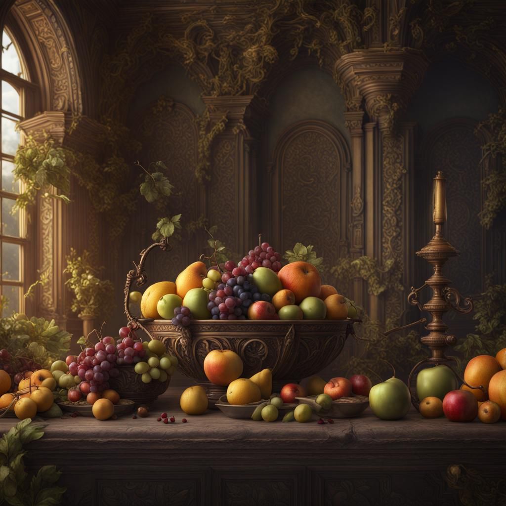 Cornucopia of Fruit in Antique Style