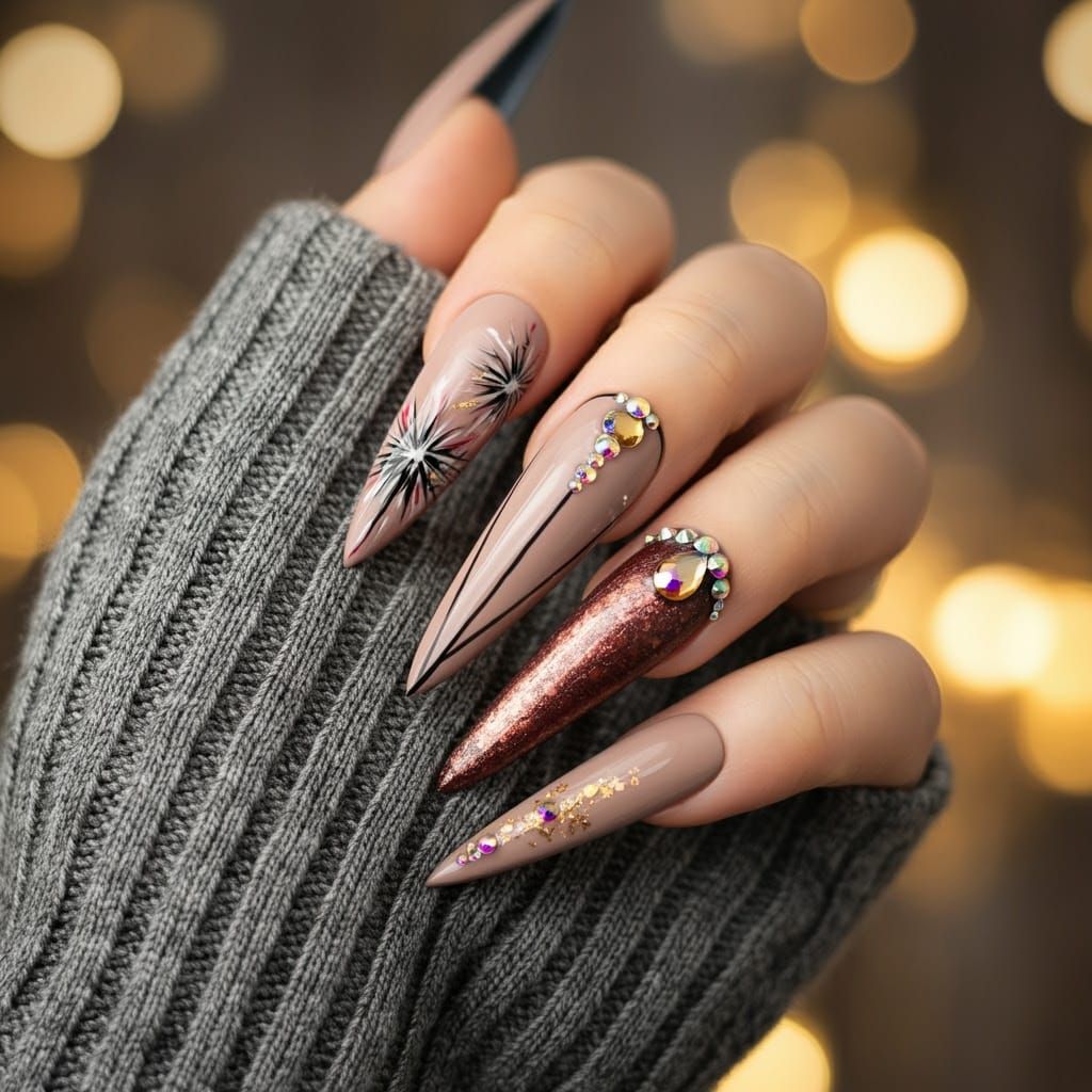 Stunning Mocha Mousse Nail Art in Soft Focus