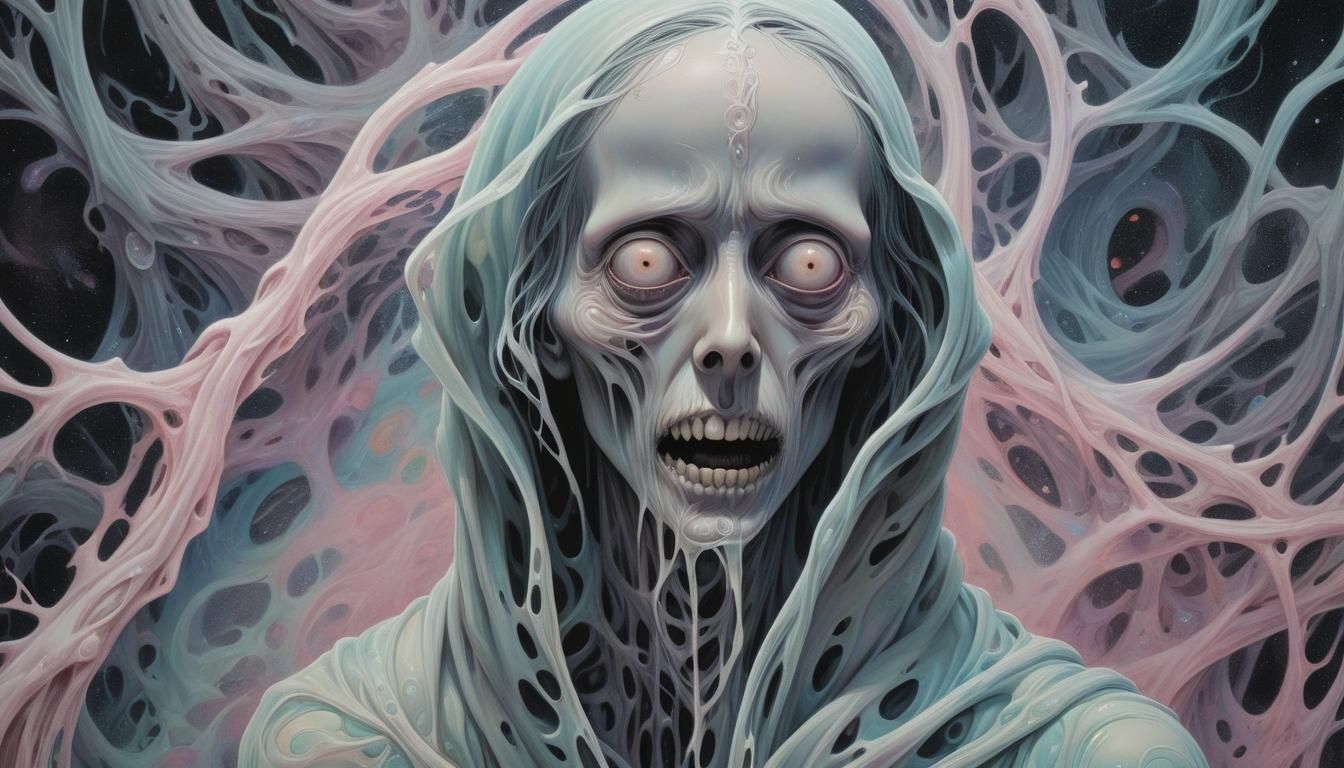 Surreal Horror Figure Frozen in Cosmic Void