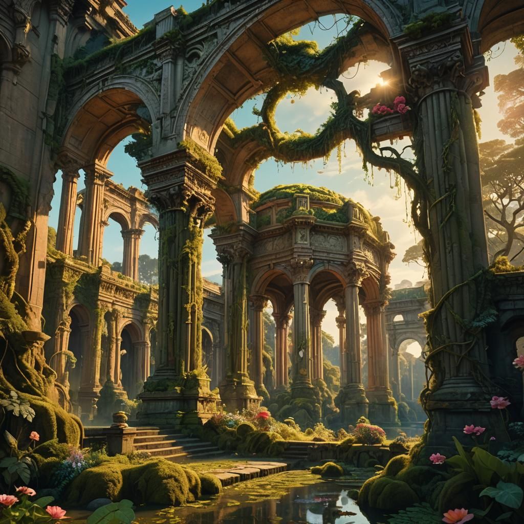 Overgrown Palace of Fine Arts in Golden Light