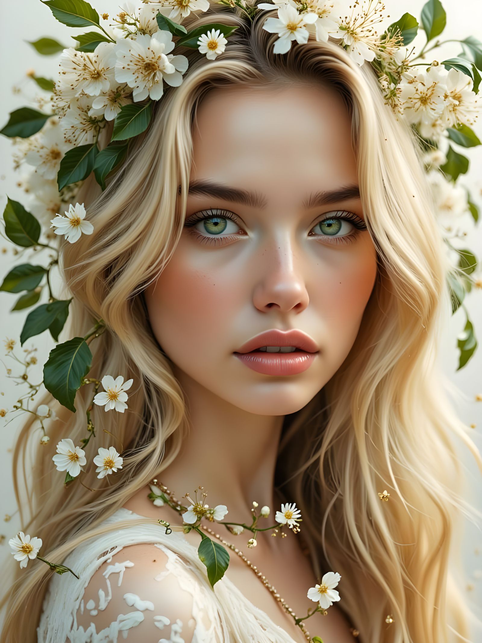Serene Fantasy Portrait in Golden Light