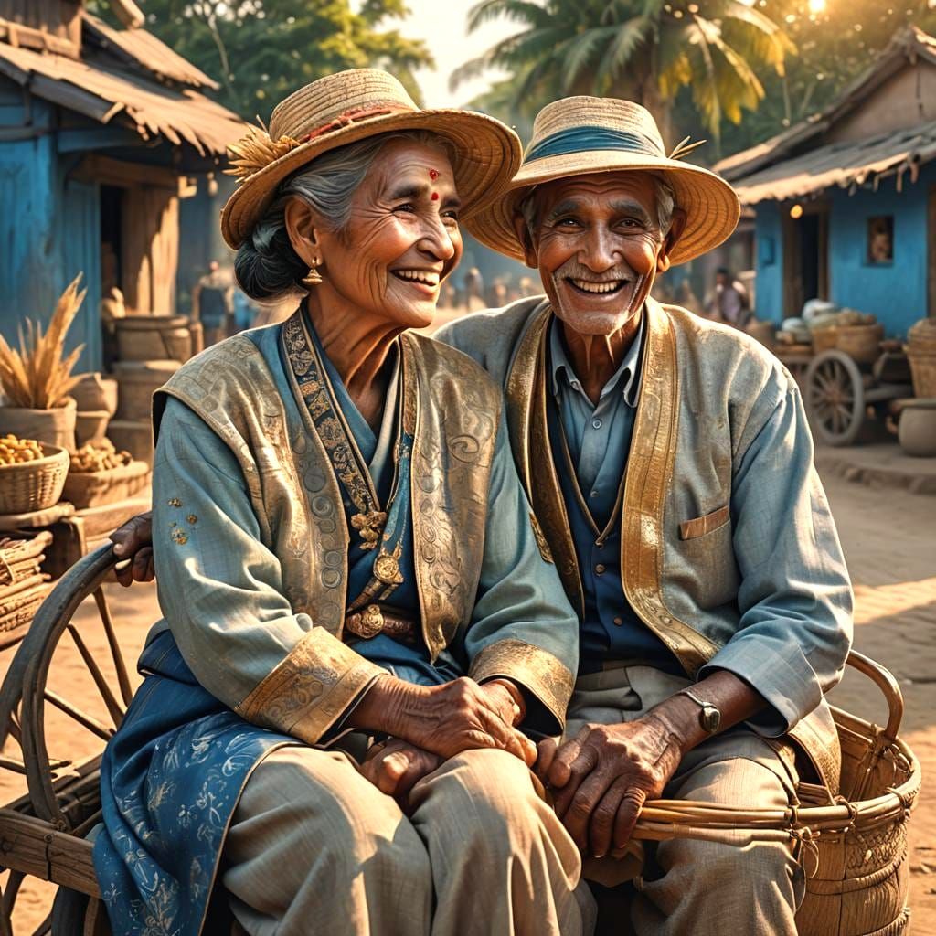 Village Paddy Cart Portrait in Detailed Matte Painting