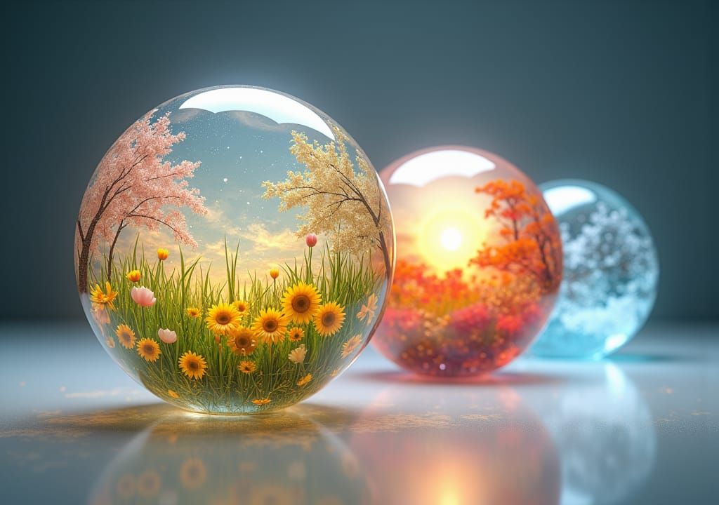 Ethereal Crystal Globes in Harmony with the Seasons