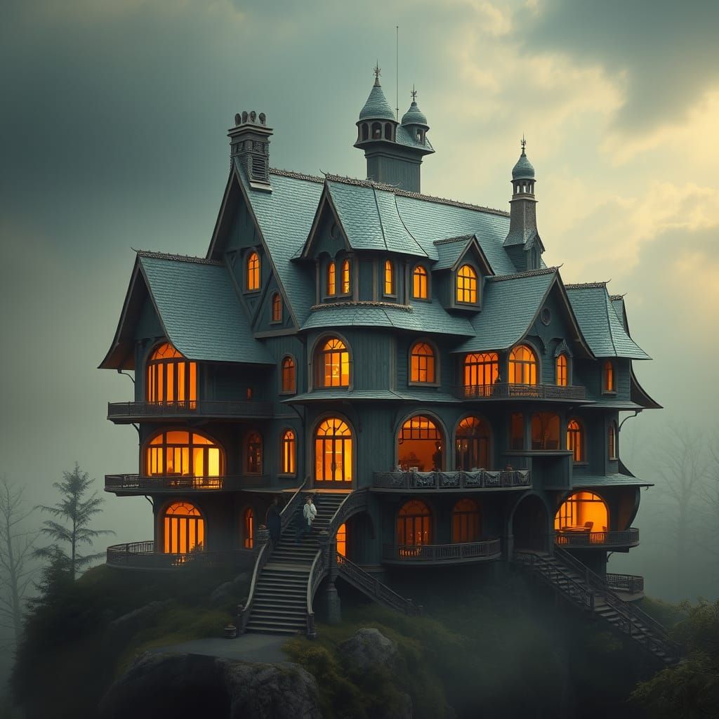 Majestic Origami House in Golden Light