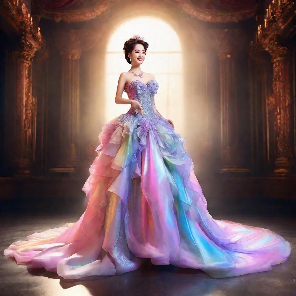 Opera Singer in Holographic Dress on Stage