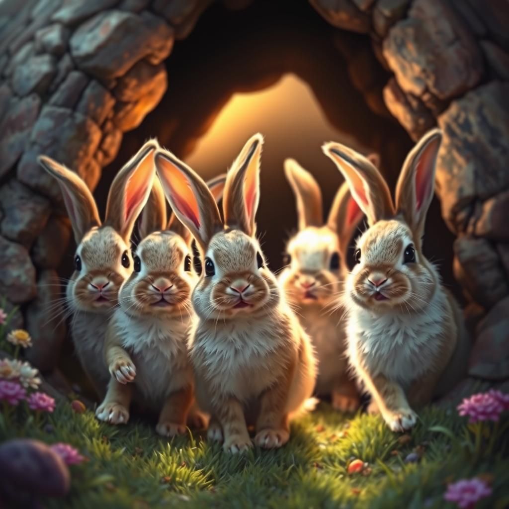 Adorable Bunnies Emerge: Hyperrealistic Splash Art