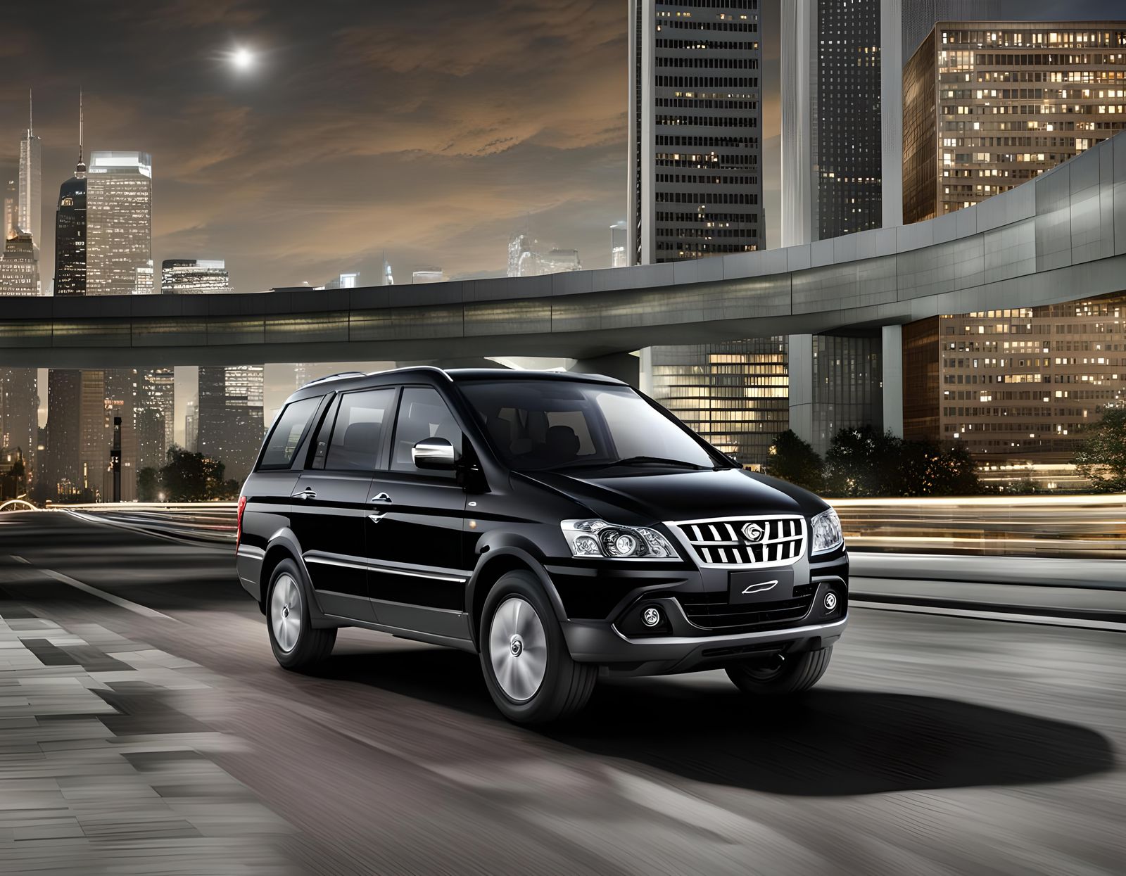 Black 2013 SsangYong Panther MPV 3D Render