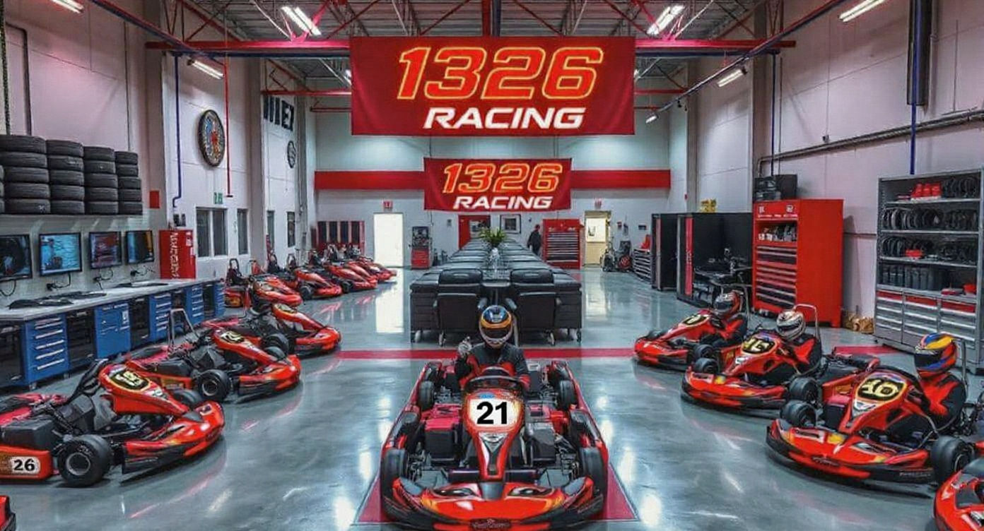 Go-Kart Racing Team Warehouse Scene