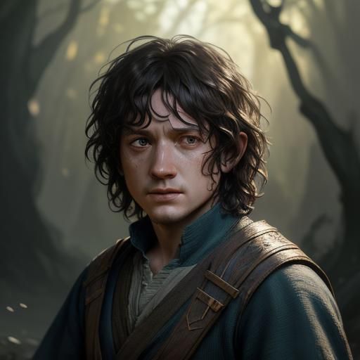 Frodo Portrait in Hyperdetailed Artstation Style