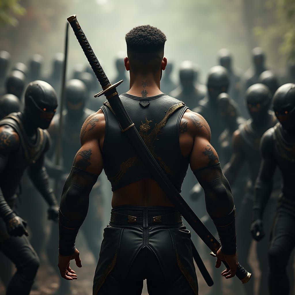 Heroic Actor Wields Katana Against Demon Ninjas in Cyberpunk...