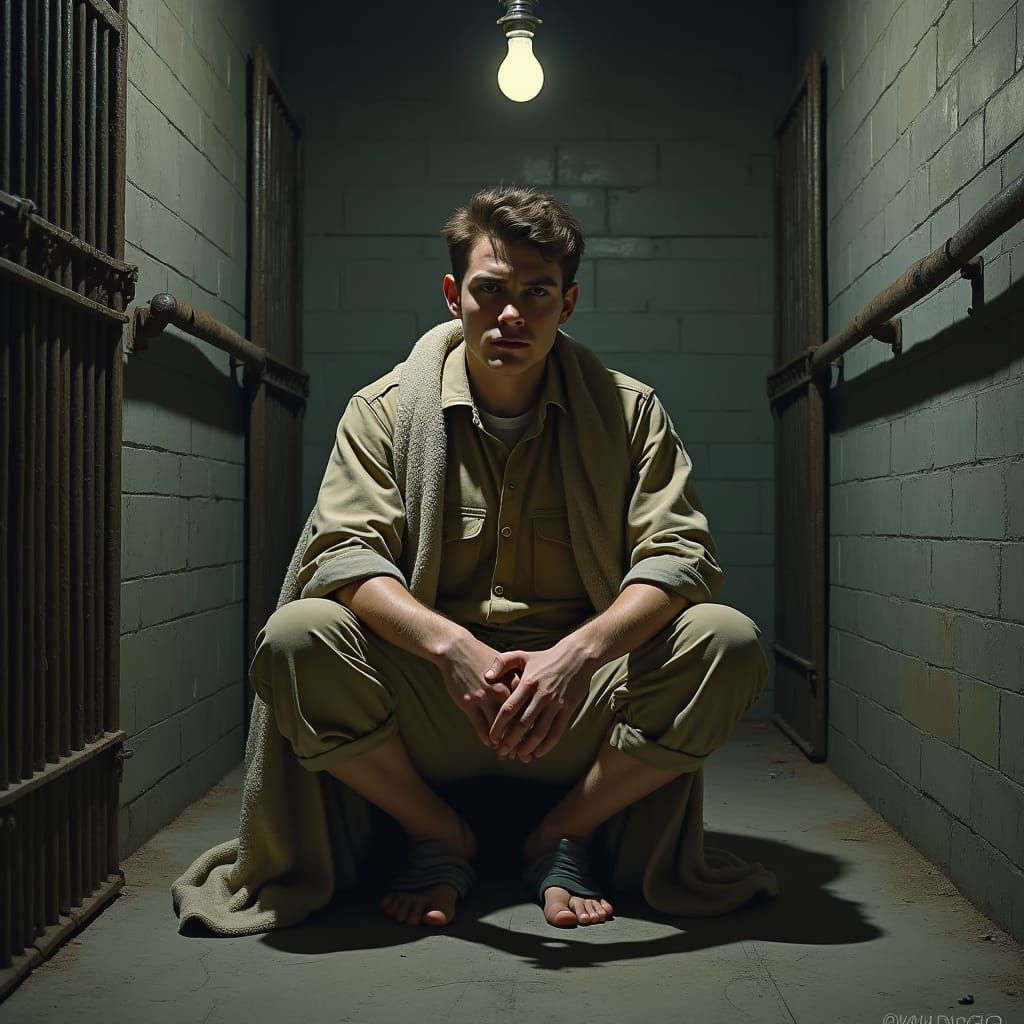 Prison Cell Portrait in Expressive Style
