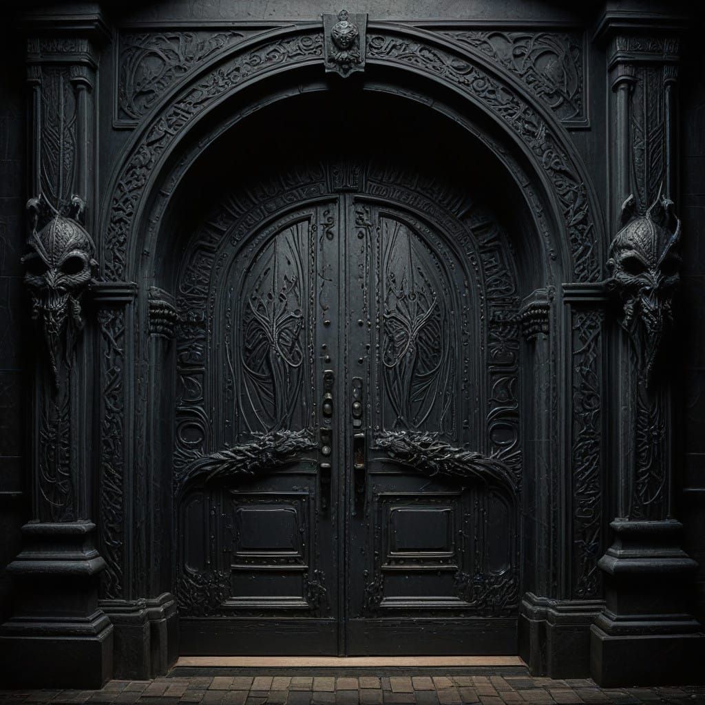 Mysterious Traditional Leaf Carving in Dark, Symbolic Style