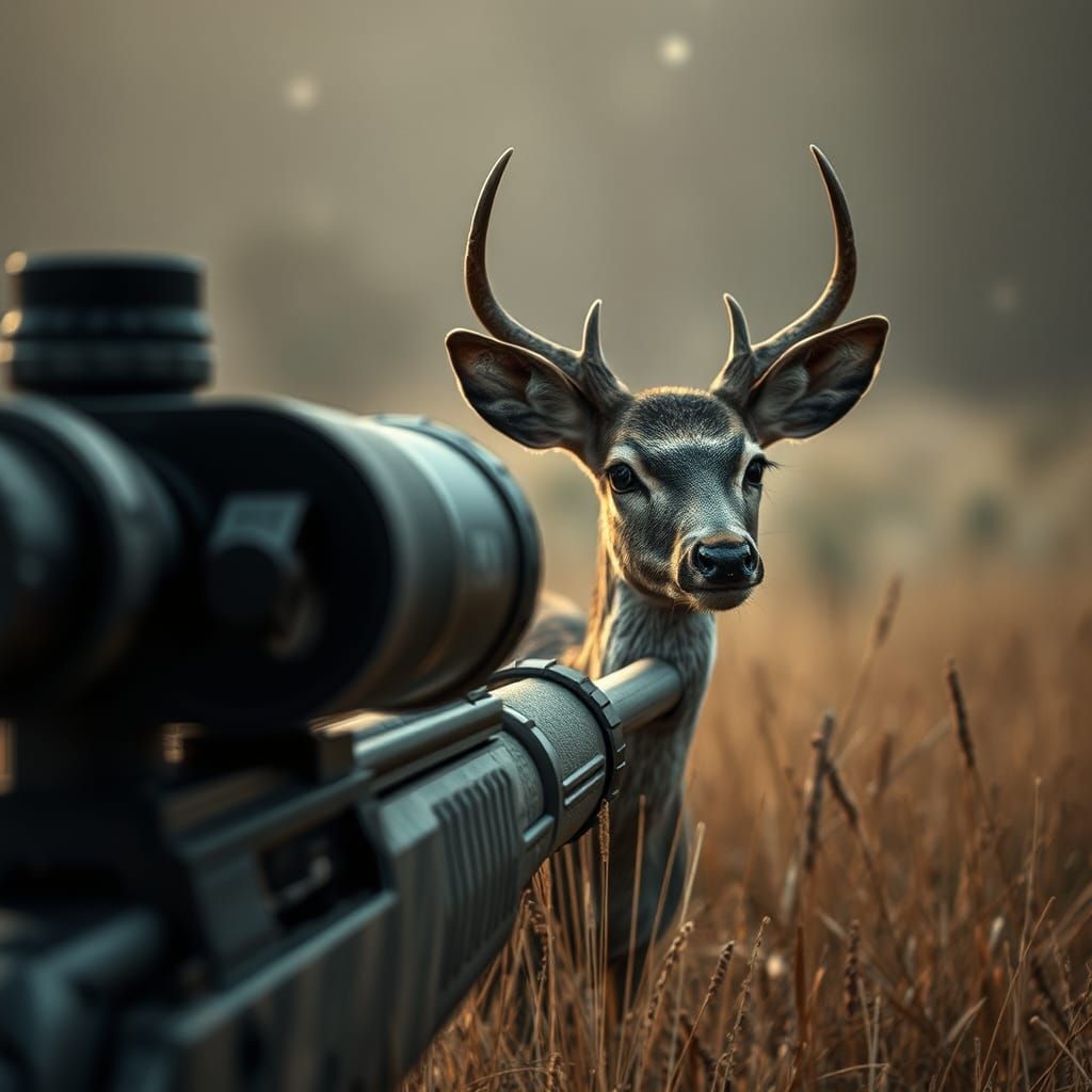 Deer in Crosshairs: Hyperrealistic HDR Image