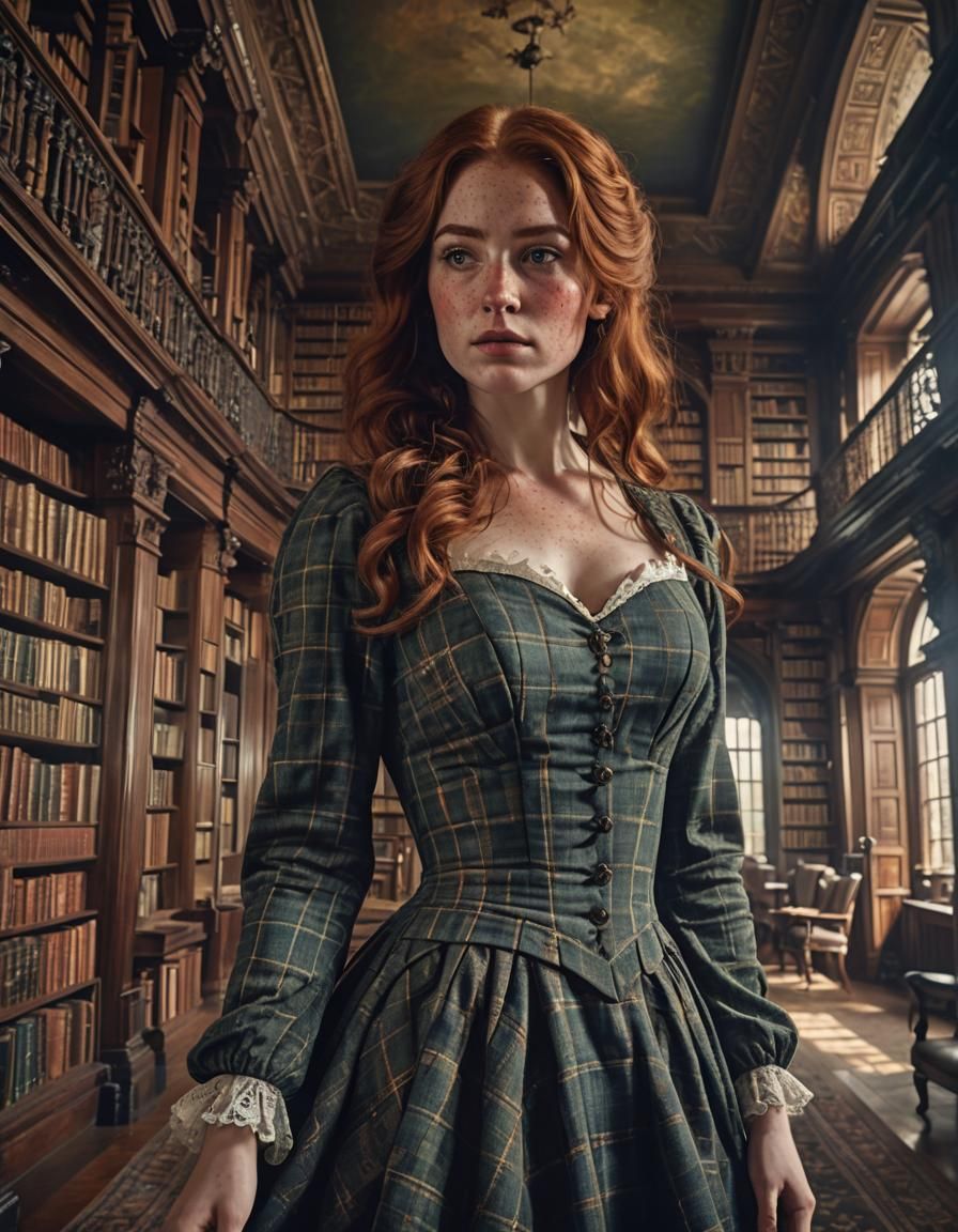 Victorian Woman in Library: Digital Matte Painting