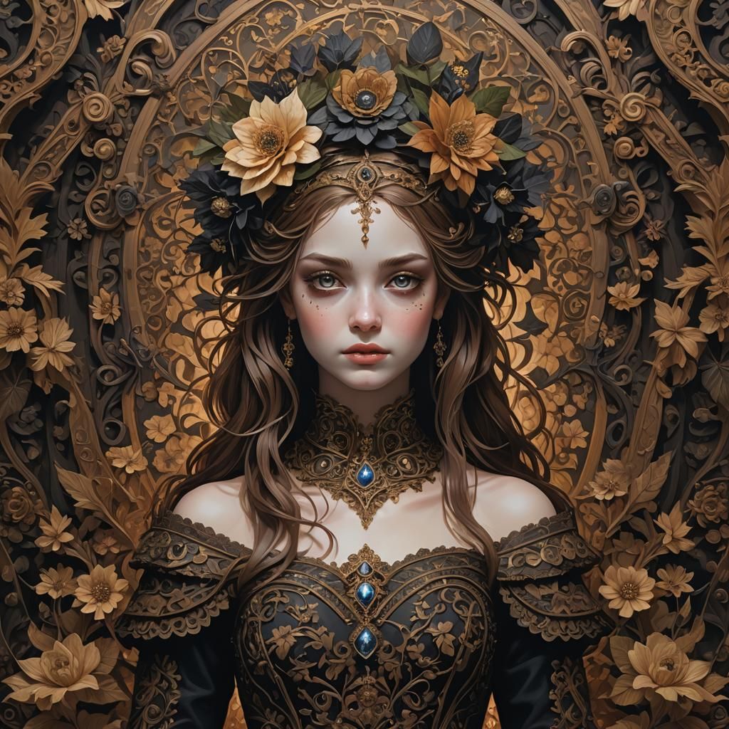 Mystical Medieval Girl Portrait in Surreal Style